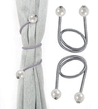 SYGA 2Pcs Curtain Tiebacks 46cm Curtain Clip Rope Holdbacks Classy Decorative Pearl Holder Buckles for Home Hotel Window Draperies Rope Ties Office Living Bedroom Decoration- Pack of 2,Dark Gray