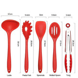 SYGA Silicone Kitchen Utensils Spoon Set, 10 Pieces Silicone Cooking & Baking Tool Sets Non-Toxic Hygienic Safety Heat Resistant_Red