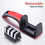 SYGA Kitchen Chef Knife Sharpener 3 Stage Steel Diamond Ceramic Coated Kitchen Sharpening Tool(Black)