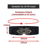 SYGA Women Cinch Belt, PU Leather Stretchy Waist Belt with Emblem Metal Buckle, Retro Style - 25-35 Inch