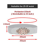 SYGA Women Cinch Belt, PU Leather Stretchy Waist Belt with Pearl Studded Metal Buckle, Retro Style, 25-35 Inch