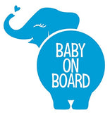 SYGA 'Baby On Board' Blue Elephant Car Stickers