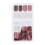 SYGA Press on Gel Nails 30 Pcs With Double Sided Jelly Adhesive Nail Glue Nail Filer, Fake Nails Long Lasting Press, Ready made Nails. (FakeNails-F635-28)