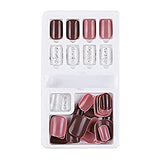 SYGA Press on Gel Nails 30 Pcs With Double Sided Jelly Adhesive Nail Glue Nail Filer, Fake Nails Long Lasting Press, Ready made Nails. (FakeNails-F635-28)