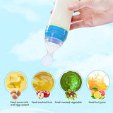 SYGA Baby Training Silicone Spoon Rice Cereal Squeeze Baby Bottle Spoon Safe Tableware Baby Feeding Tools_Blue