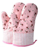 SYGA Set of 2 Cotton Outer,Protection & Internal Polyester High Temperature Microwave Insulation Baking Gloves(Pink)