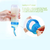 SYGA Baby Training Silicone Spoon Rice Cereal Squeeze Baby Bottle Spoon Safe Tableware Baby Feeding Tools_Blue