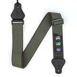 SYGA Guitar Strap with 3 Pick Holders 100% Soft Cotton Strap For Bass Electric & Acoustic Guitars(Green)
