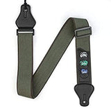 SYGA Guitar Strap with 3 Pick Holders 100% Soft Cotton Strap For Bass Electric & Acoustic Guitars(Green)