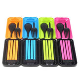 SYGA Travel Portable Cutlery Spoon Portable Camping Box Picnic Chopstick Set_Blue