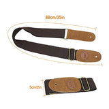 SYGA Guitar Strap for Acoustic, Electric and Bass Guitars with Genuine Leather Ends(Brown)