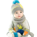 SYGA Baby Girls Boys Cute Hats and Scarf Set, Knit Warm Hat Beanie Cap Hat-1-2years