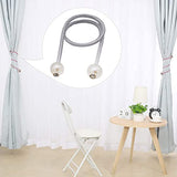 SYGA 2Pcs Curtain Tiebacks 46cm Curtain Clip Rope Holdbacks Classy Decorative Pearl Holder Buckles for Home Hotel Window Draperies Rope Ties Office Living Bedroom Decoration- Pack of 2, White