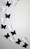 SYGA 3D butterfly sticker set of 24 white and black