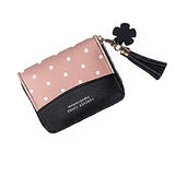 Syga PU Leather Mini Zipper Wallet Bifold Wallet for Women, Black