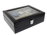 SYGA Wrist Watch Storage Box Display Case Organizer of Faux Leather Finish with Glass Window 10 Slot 25x20x8 cm