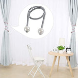 SYGA 2Pcs Curtain Tiebacks 46cm Curtain Clip Rope Holdbacks Classy Decorative Pearl Holder Buckles for Home Hotel Window Draperies Rope Ties Office Living Bedroom Decoration- Pack of 2,Dark Gray