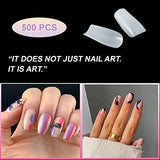 SYGA Square False Nails and Glue Bottle Professional Brush On Nail Tip Glue for Press On Nails Fake Nails Long Lasting Press On Nails for Women and Girls- White, 500 pieces
