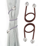 SYGA 2Pcs Curtain Tiebacks 46cm Curtain Clip Rope Holdbacks Classy Decorative Pearl Holder Buckles for Home Hotel Window Draperies Rope Ties Office Living Bedroom Decoration- Pack of 2, Brown