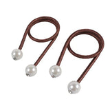SYGA 2Pcs Curtain Tiebacks 46cm Curtain Clip Rope Holdbacks Classy Decorative Pearl Holder Buckles for Home Hotel Window Draperies Rope Ties Office Living Bedroom Decoration- Pack of 2, Brown