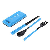 SYGA Travel Portable Cutlery Spoon Portable Camping Box Picnic Chopstick Set_Blue