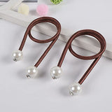 SYGA 2Pcs Curtain Tiebacks 46cm Curtain Clip Rope Holdbacks Classy Decorative Pearl Holder Buckles for Home Hotel Window Draperies Rope Ties Office Living Bedroom Decoration- Pack of 2, Brown