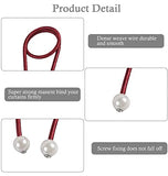 SYGA 2Pcs Curtain Tiebacks 46cm Curtain Clip Rope Holdbacks Classy Decorative Pearl Holder Buckles for Home Hotel Window Draperies Rope Ties Office Living Bedroom Decoration- Pack of 2, Red