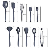 SYGA Silicone Kitchen Utensils Set, 10 Pieces Silicone Cooking & Baking Tool Sets Non-Toxic Hygienic Safety Heat Resistant (Grey)
