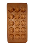 SYGA Silicone Rose Flowers Shape Chocolate Jelly Candy Mold, Cake Baking Mold, 15-Cavity Bakeware Mould, Brown