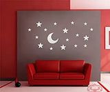 SYGA Star Moon Acrylic Wall Sticker (Silver)