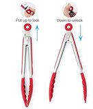 SYGA Silicone Kitchen Utensils Spoon Set, 10 Pieces Silicone Cooking & Baking Tool Sets Non-Toxic Hygienic Safety Heat Resistant_Red