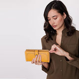Syga PU Leather Hand Grip Wallet with Snap for Women, Yellow