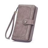 Syga PU Leather Hand Grip Wallet with Snap for Women, Grey