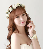 SYGA Flower Tiara and Bracelet Set Flower Headband and Flower Bracelet Bridesmaid Floral Hair Bands Floral Garland For Women Bride Wedding Vine Tiara Bridal Crown Hair Accessory - Purple