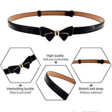 SYGA Women's Bow Knot Skinny Stretchy Leather Thin Belt (Pack of 1)