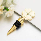 SYGA Alcohol Wine Stoppers Decorative Four Leaf Clover Shaped Caps Sealers Preservers Saver Seal Plug Beer Cork Plug Beverage Soda Bottle Holder for Wedding Valentines Day Home Kitchen Bar Tool-Gold