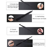 SYGA Black Nail Clippers Nail Cutter Scissors Beauty Nail Tool Manicure Set with Leather Case - Set of 7