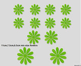 SYGA DIY 24 Pcs 3D Green and Yellow Beautiful Flowers Decorative Wall Stickers