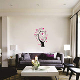 Syga PVC Vinyl Royal Tree Wall Clock Stickers (Pink, 35 cm x 17 cm x 5 cm)