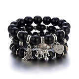 SYGA Bohemia Multilayer Bracelet, Retro Bracelet Set, Elastic Tassel Bracelet, Stackable Bracelet for Boy and Girl, Party, Holiday, Beach Accessories