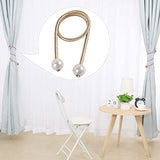 SYGA 2Pcs Curtain Tiebacks 46cm Curtain Clip Rope Holdbacks Classy Decorative Pearl Holder Buckles for Home Hotel Window Draperies Rope Ties Office Living Bedroom Decoration- Pack of 2, Beige