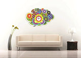Syga Vinyl Abstract Colorful Circle Wall Clock Sticker- Multicolour
