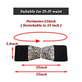 SYGA Women PU Leather Belt Stretchy Waist Belt with Multiple Designs in Metal Buckle, Black - 25-35 Inch