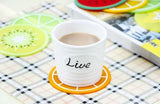 SYGA 5 Pcs Colorful Jelly Color Fruit Shape Coasters Creative Skid Insulation Silicone Gel Cup Mat Pad Hot Drink Holder