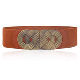 SYGA Women Cinch Belt, PU Leather Stretchy Waist Belt with Woven Metal Buckle, Retro Style - Suitable for Minimum Waist Size 25 Inch, Stretchable up to 31 Inch