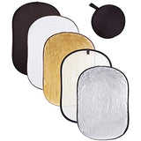 SYGA Oval Shape 5-in-1 Collapsible Multi-Disc Light Reflector with Bag - Translucent, Silver, Gold, White and Black(100cm*150cm)