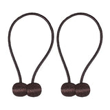 SYGA 2Pcs Magnetic Curtain Tiebacks Clip Rope Holdbacks Classy Decorative Pearl Holder Buckles for Home Hotel Window Draperies Rope Ties Office Living Bedroom Decoration- Brown