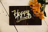 SYGA Rectangle Set of 5 Pieces Happy Diwali Decorative Acrylic Craft Item (Golden)