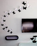 SYGA 3D butterfly sticker set of 24 white and black