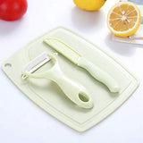 SYGA Ceramic Fruit Knife Sets Paring Knives Chopping Boards Fruits Peeler 3PCS Suits Kitchen Cooking Vegetable Ceramic Knife Tools_Green